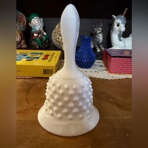 Fenton Milk Glass Ruffled Hobnail Bell